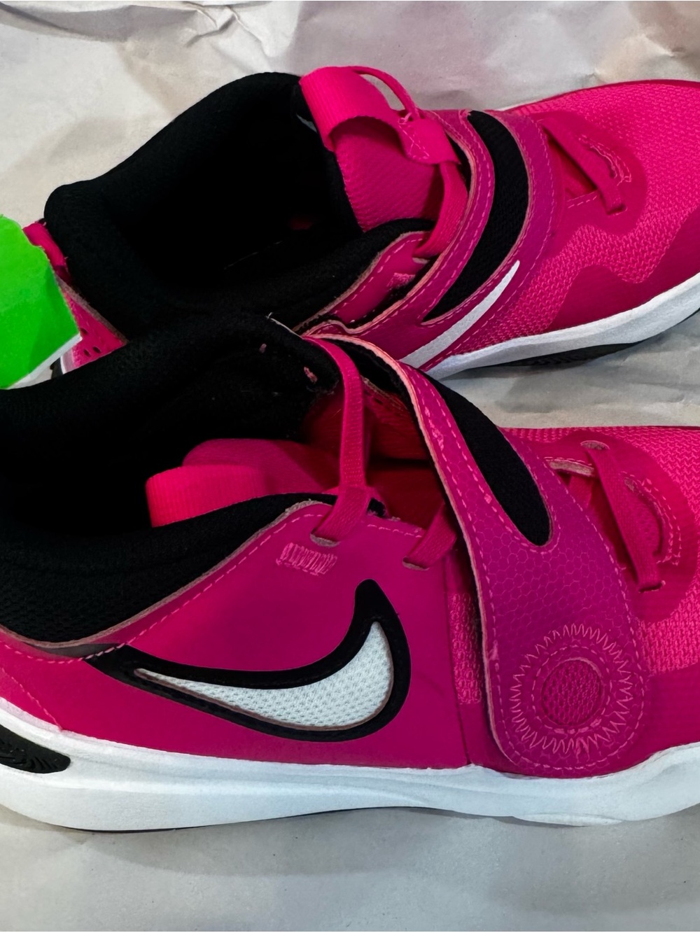 Nike Kids Pink and Black Hook-and-Loop Athletic Sneakers